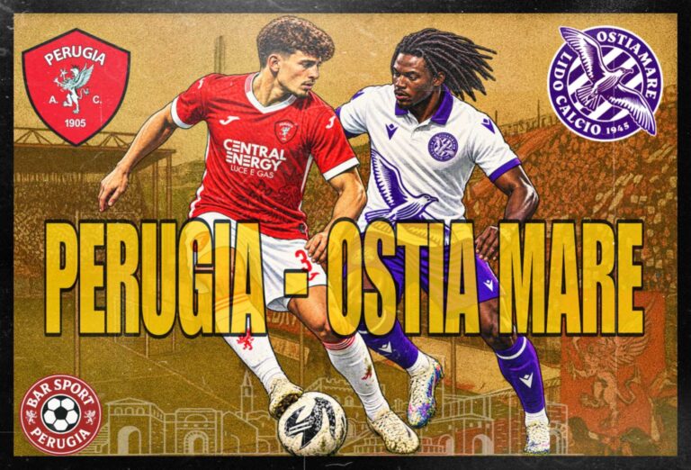 Perugia - Ostia Mare manifesto partita stile vintage